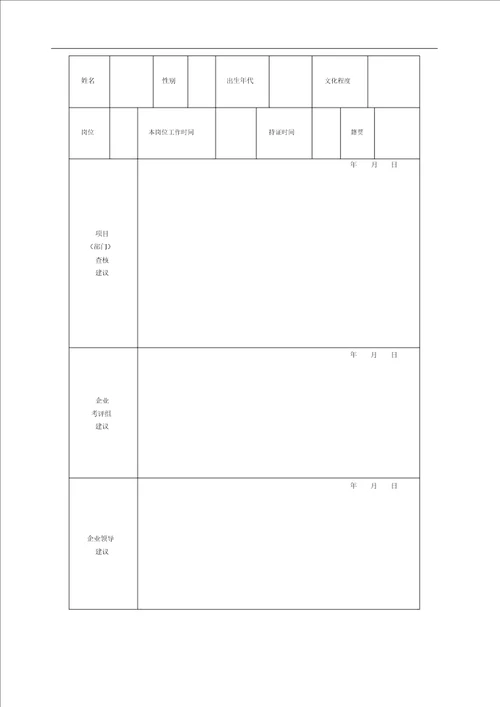 员工考核评分表