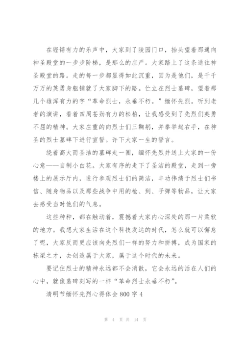 清明节缅怀先烈心得体会800字10篇精选.docx