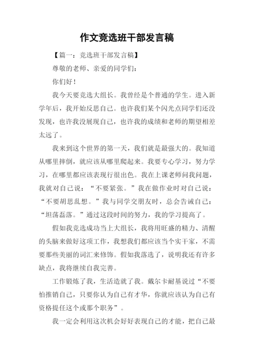 作文竞选班干部发言稿.docx