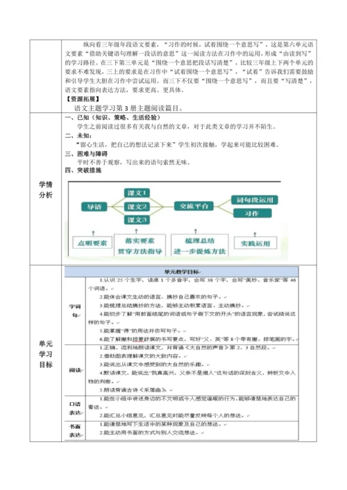 统编版语文三上第七单元 整体备课规划