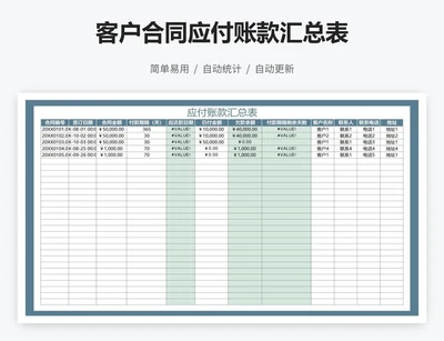 客户合同应付账款汇总表