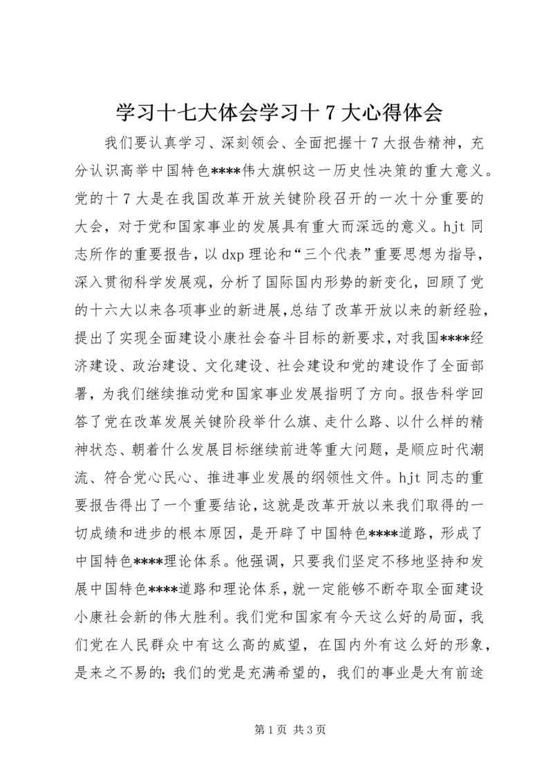 学习十七大体会学习十7大心得体会 (3).docx