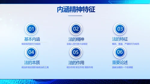 蓝色科技与法律法规宣传PPT动态模板