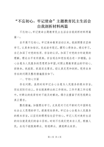 “不忘初心，牢记使命”主题教育民主生活会自我剖析材料两篇.docx