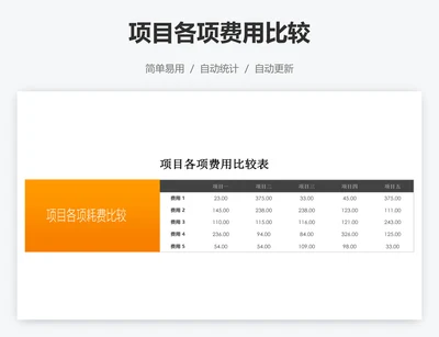 项目各项费用比较