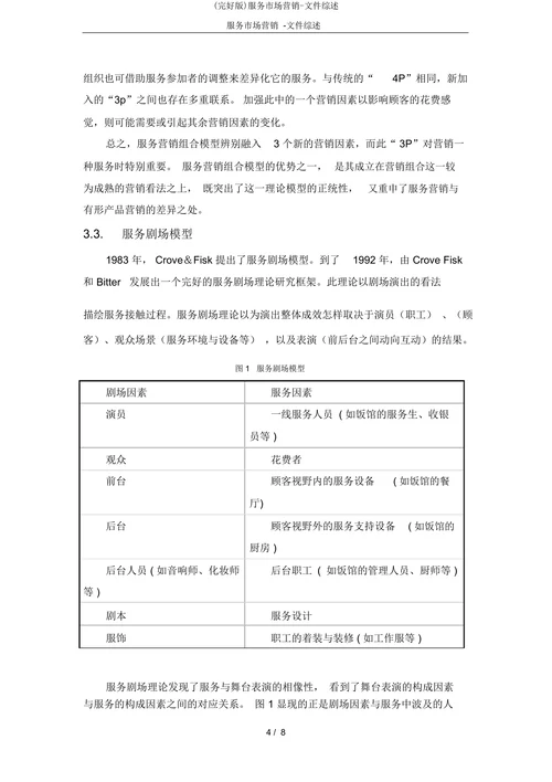 服务市场营销文件综述