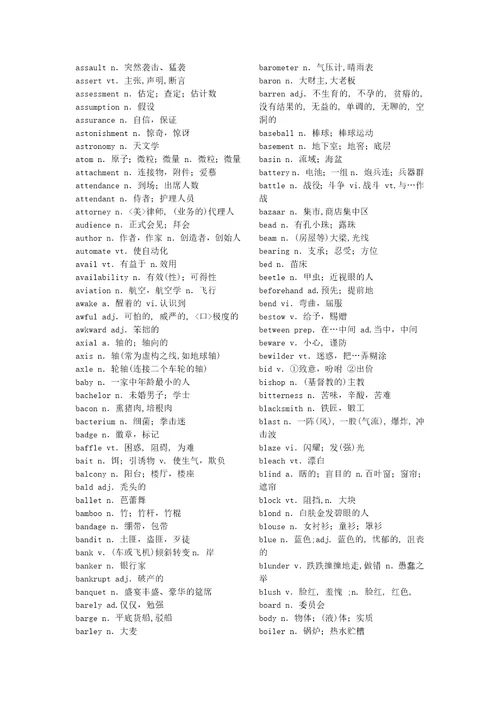 六级核心精选2000词汇表