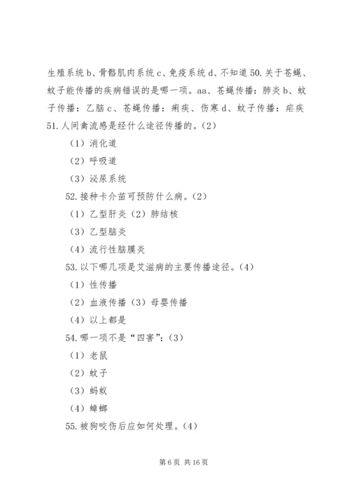 健康知识和行为考核问卷.docx