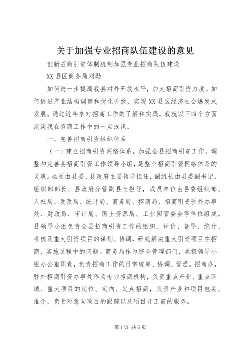 关于加强专业招商队伍建设的意见 (2).docx