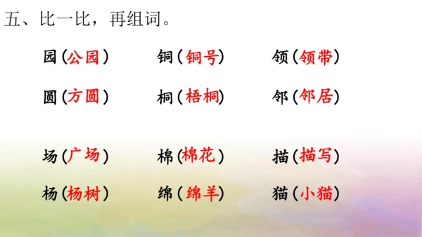 部编版二年级语文上册第二单元复习  课件