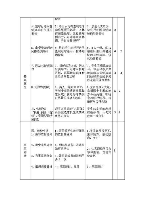 六年级体育课教案 周逸平