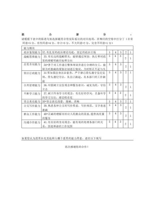 关于基层公务员素质和能力的问卷调查1