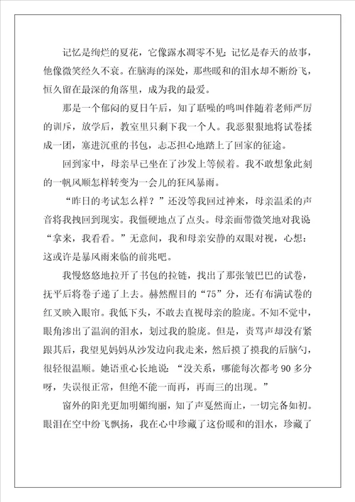 那段温暖的日子作文15篇
