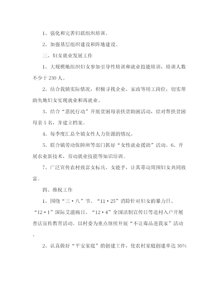 精编之年镇政府妇联工作计划范文.docx