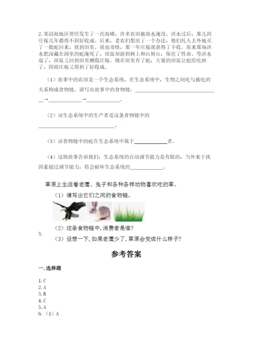 教科版科学五年级下册第一单元《生物与环境》测试卷含答案（最新）.docx