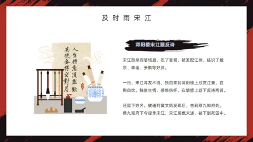 《水浒传》经典故事人物简介红黑色通用PPT模板