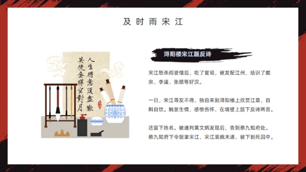 《水浒传》经典故事人物简介红黑色通用PPT模板