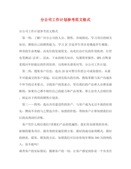 精编之分公司工作计划参考范文格式.docx