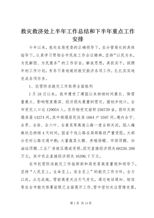 救灾救济处上半年工作总结和下半年重点工作安排.docx