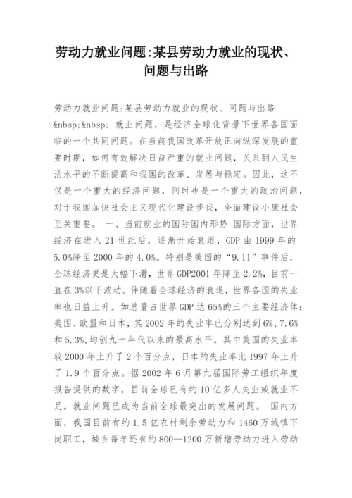 劳动力就业问题-某县劳动力就业的现状、问题与出路.docx