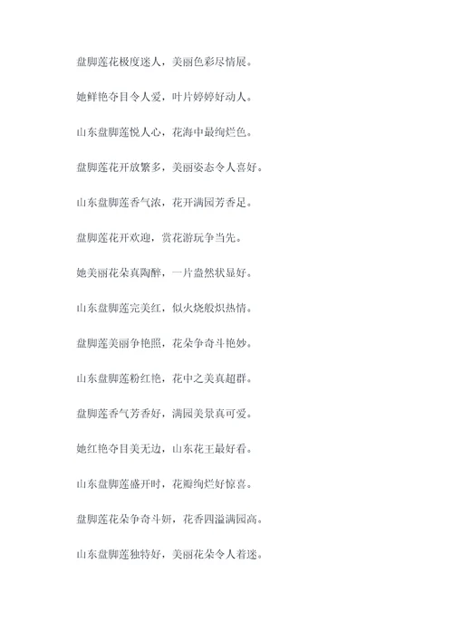 山东盘脚莲顺口溜
