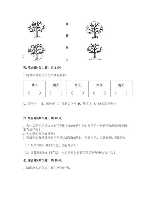 教科版小学二年级上册科学期末测试卷完整.docx