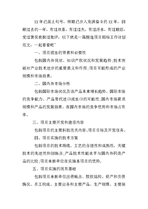 建设工程招标工作计划