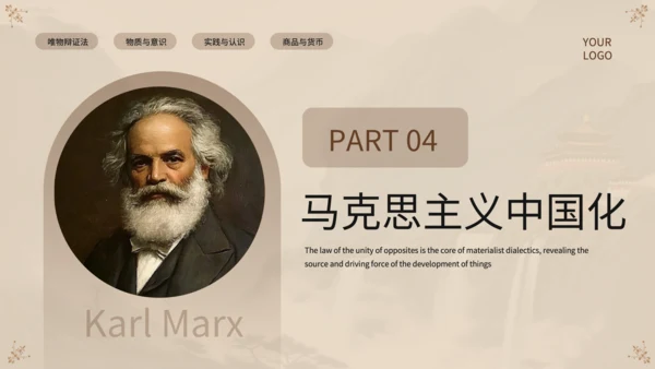 黄色中国风《马克思主义基本原理》思维导图PPT