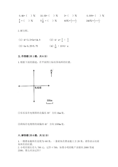 冀教版小学六年级下册数学期末综合素养测试卷附参考答案【培优】.docx