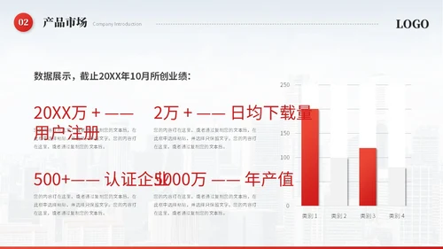 红色简约飘带商务公司介绍企业介绍公司简介企业宣传ppt模板