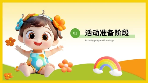 黄色3D风六一儿童节活动策划PPT模板