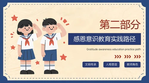 蓝红色复古风关于师恩难忘感恩成长路上PPT模板