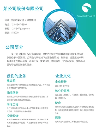 企业介绍商务商务风宣传单