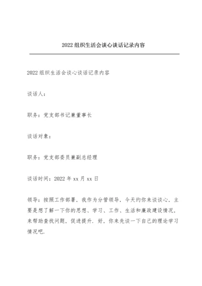 2022组织生活会谈心谈话记录内容.docx