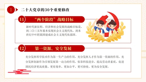 简约学习二十大党章的重要修改PPT模板