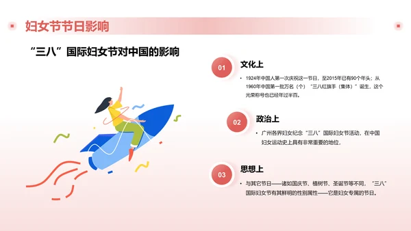 红色插画风妇女节PPT模板