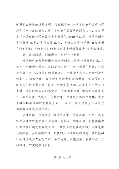 优秀文明社区申报材料范文.docx