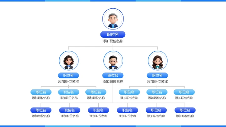 蓝色简约公司组织架构图通用PPT模板