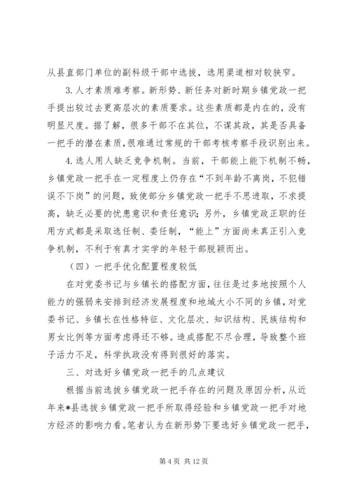 对县选拔乡镇党政一把手的几点思考.docx