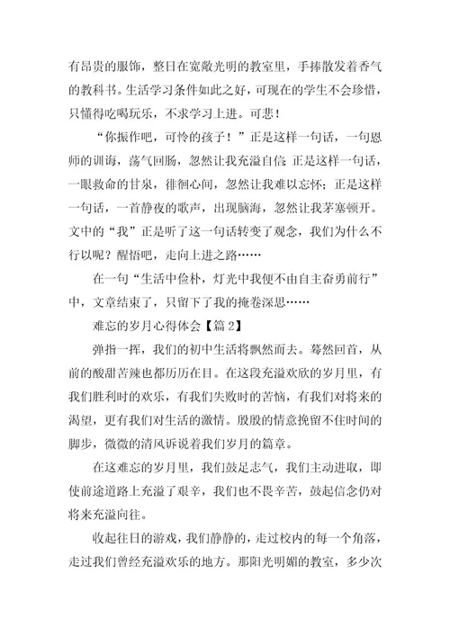 2024年难忘的岁月心得体会
