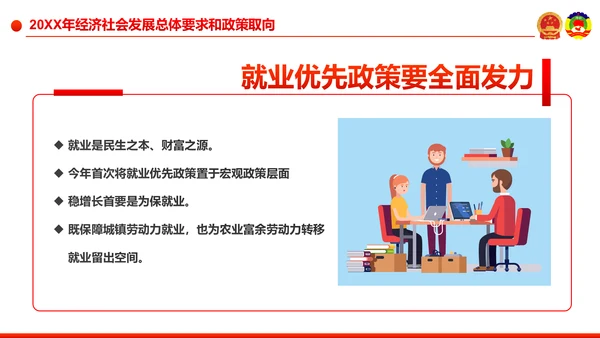 党政大气解读全国两会政府工作报告PPT模板