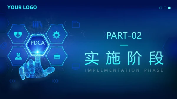 科技风光效手指PDCA医院护理品管圈案例汇报医疗培训PPTpdca
