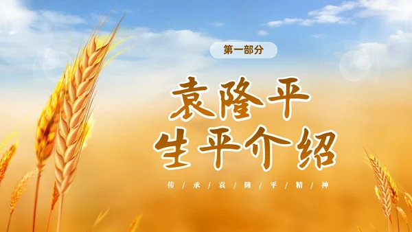黄色实拍稻穗522纪念杂交水稻之父袁隆平主题班会PPT纪念袁隆平