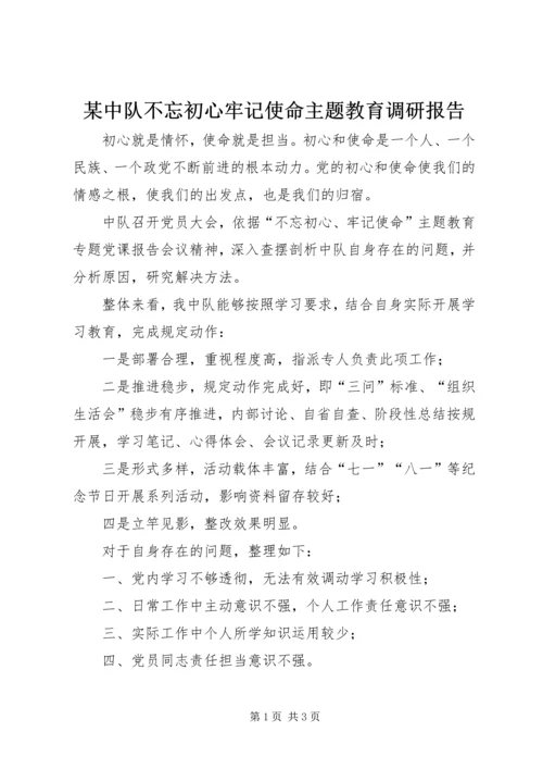 某中队不忘初心牢记使命主题教育调研报告.docx