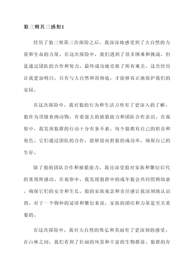 狼三则其三感想