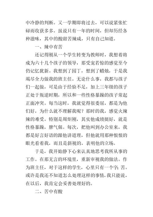 三年级下学期实习班主任工作总结