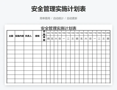 安全管理实施计划表