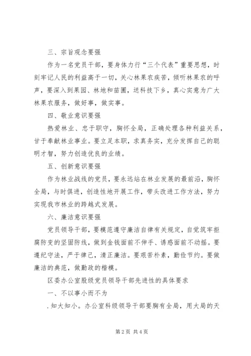 林业共产党员先进性六条标准.docx