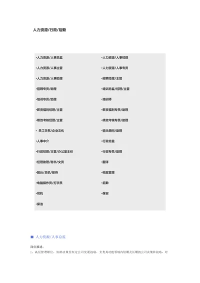 【人力资源、行政、后勤行业】职位说明书.docx