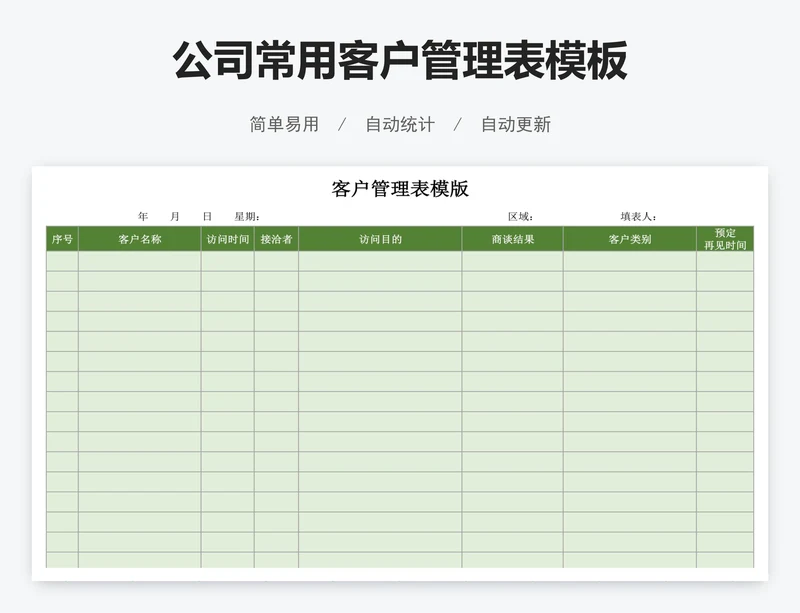 公司常用客户管理表模板